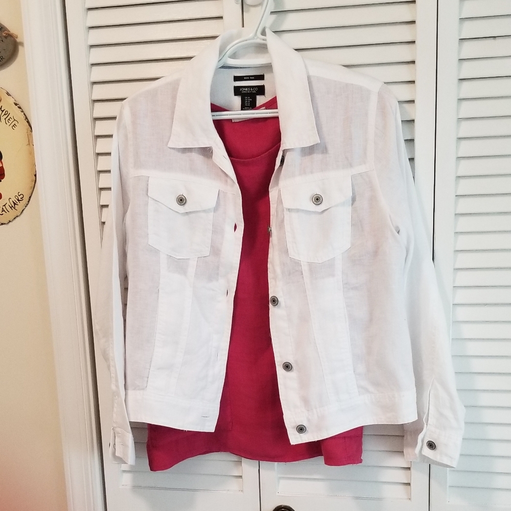 Jones & Co White Linen Jacket,  M